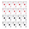 Set of royal flushes isolated on white background, hearts Royalty Free Stock Photo