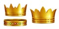 Royal golden crowns realistic vectors collection