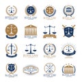 set of royal law logo element icons. Vector illustration decorative design Royalty Free Stock Photo
