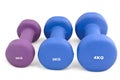 Set of rubber-dipped dumbbells