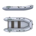Set rubber inflatable boat side and top view vector illustration in realistic style. Royalty Free Stock Photo