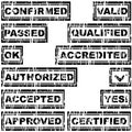 Set of rubber stamps with messages ok, qualified, accepted, approved Royalty Free Stock Photo