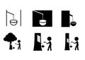 Set of Rubber tree tapping icon and symbol, vector