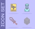 Set Rubik cube, Crossword, Sword for game and Nerd geek icon. Vector