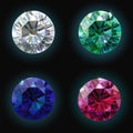 Set ruby sapphire emerald diamond. Vector