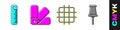 Set Ruler, Color palette guide, Grid graph paper and Push pin icon. Vector Royalty Free Stock Photo