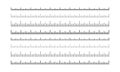 Set of ruler, tape or thermometer scales. Horizontal measuring chart with markup. Distance, height or length measurement