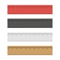 Set of rulers - plastic, steel and wooden. Measuring tool icon Royalty Free Stock Photo