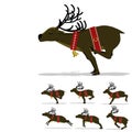 Set of running deer on transparent background