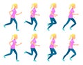 Set of Running Girl. Variety of Sport Movements