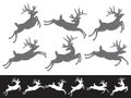 Set of running and jumping Christmas Reindeers Royalty Free Stock Photo