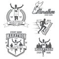 Set of running marathon and jogging emblems