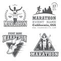 Set of running marathon and jogging emblems