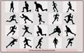 Set running silhouettes.Run.Running men and women,Runner. Vector silhouette,Running men, set of vector silhouettes