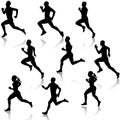 Set running silhouettes. Vector illustration. Royalty Free Stock Photo