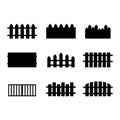 Set of Rural Black Fences Silhouettes