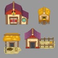 Set of rural buildings Create your own cartoon farm. game assets Royalty Free Stock Photo