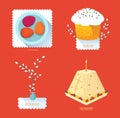 Set Russian Easter food. Food illustration with Easter cake, egg Royalty Free Stock Photo