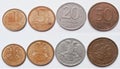 Set of Russian rubbles coins, 1992-1993 Royalty Free Stock Photo