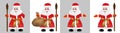 Set Russian Santa Claus or Father Frost also known as Ded Moroz in red fur coat. Saint Nicholas, Saint Nick, Kris Kringle isolated