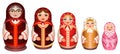 Set russian wooden nesting doll. Traditional retro souvenir from Russia