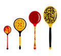 Set of Russian wooden spoons. Royalty Free Stock Photo