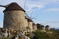 Set of rustic ancient windmills