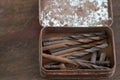 A set of rusty drill bit