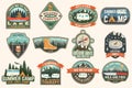 Set of rv camping badges, patches. Vector Concept for shirt or logo, print, stamp or tee. Vintage typography design with Royalty Free Stock Photo