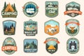 Set of rv camping badges, patches. Vector Concept for shirt or logo, print, stamp or tee. Vintage typography design with Royalty Free Stock Photo