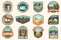 Set of rv camping badges, patches. Vector Concept for shirt or logo, print, stamp or tee. Vintage typography design with Royalty Free Stock Photo