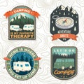 Set of rv camping badges, patches. Vector. Concept for shirt or logo, print, stamp or tee. Vintage typography design Royalty Free Stock Photo