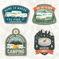 Set of rv camping badges, patches. Vector. Concept for shirt or logo, print, stamp or tee. Vintage typography design Royalty Free Stock Photo