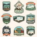 Set of rv camping badges, patches. Vector. Concept for shirt or logo, print, stamp or tee. Vintage typography design Royalty Free Stock Photo