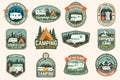 Set of rv camping badges, patches. Vector. Concept for shirt or logo, print, stamp or tee. Vintage typography design Royalty Free Stock Photo