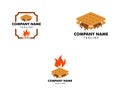 Set of S`more graham cracker, chocolate, and marshmallow logo template design