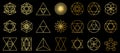 Set of sacred geometry icons in golden gradient Royalty Free Stock Photo