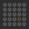 Set of sad emoticons. Line icons emoticons. Happy and unhappy smileys. Emoji set. Vector illustration Royalty Free Stock Photo