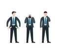 Set of Sad Men in Business Suit and Tie