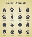 Set of safari animal tracks Royalty Free Stock Photo