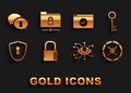 Set Safe combination lock, Key, Eye scan, Shield with keyhole, Secure your site HTTPS, SSL, Protection of personal data Royalty Free Stock Photo