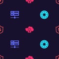 Set Safe, Server, Data, Web Hosting, Cloud computing lock and Shield with dollar on seamless pattern. Vector Royalty Free Stock Photo