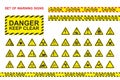 Set of safety caution signs and symbols. Royalty Free Stock Photo