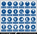 Set of safety and health protection signs. Royalty Free Stock Photo