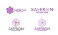 set of saffron logo vector, purple flower logo template Royalty Free Stock Photo