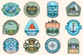 Set of sailing camp and summer camp patches. Vector. Concept for shirt, print, stamp or tee. Design with sea anchors