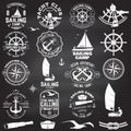 Set of sailing camp and yacht club badge. Vector. Concept for shirt, print or tee. Vintage typography design with black