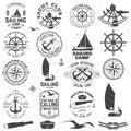 Set of sailing camp and yacht club badge. Vector. Concept for shirt, print or tee. Vintage typography design with black