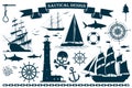 Set of sailing ships with nautical design elements