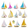 Set Of Sailing Shpis, Colorful Vector Icons Separated On White Background